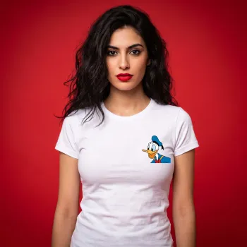 Donald Duck Minimalist Pocket Print White T-Shirt | Premium DTF Print 100% Cotton