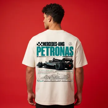 Mercedes-AMG Petronas F1 Oversized Off-White T-Shirt | Formula One Racing Back Graphic