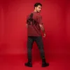 Spider-Man Oversized Acid-Wash Maroon T-Shirt | Tribal Spider Back Graphic Tee