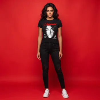 Compromise Urban Glitch Art Graphic Black Cotton T-Shirt for Women