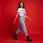 "Compromise" Urban Glitch Art Graphic White Cotton T-Shirt for Women