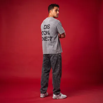 "Disconnect" Acid Wash Vintage Oversized Graphic T-Shirt for Men