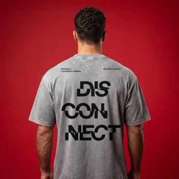"Disconnect" Acid Wash Vintage Oversized Graphic T-Shirt for Men
