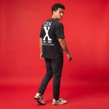 "Gen X - We Don't Care" Vintage Acid Wash Oversized Graphic T-Shirt for Men