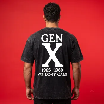 "Gen X - We Don't Care" Vintage Acid Wash Oversized Graphic T-Shirt for Men