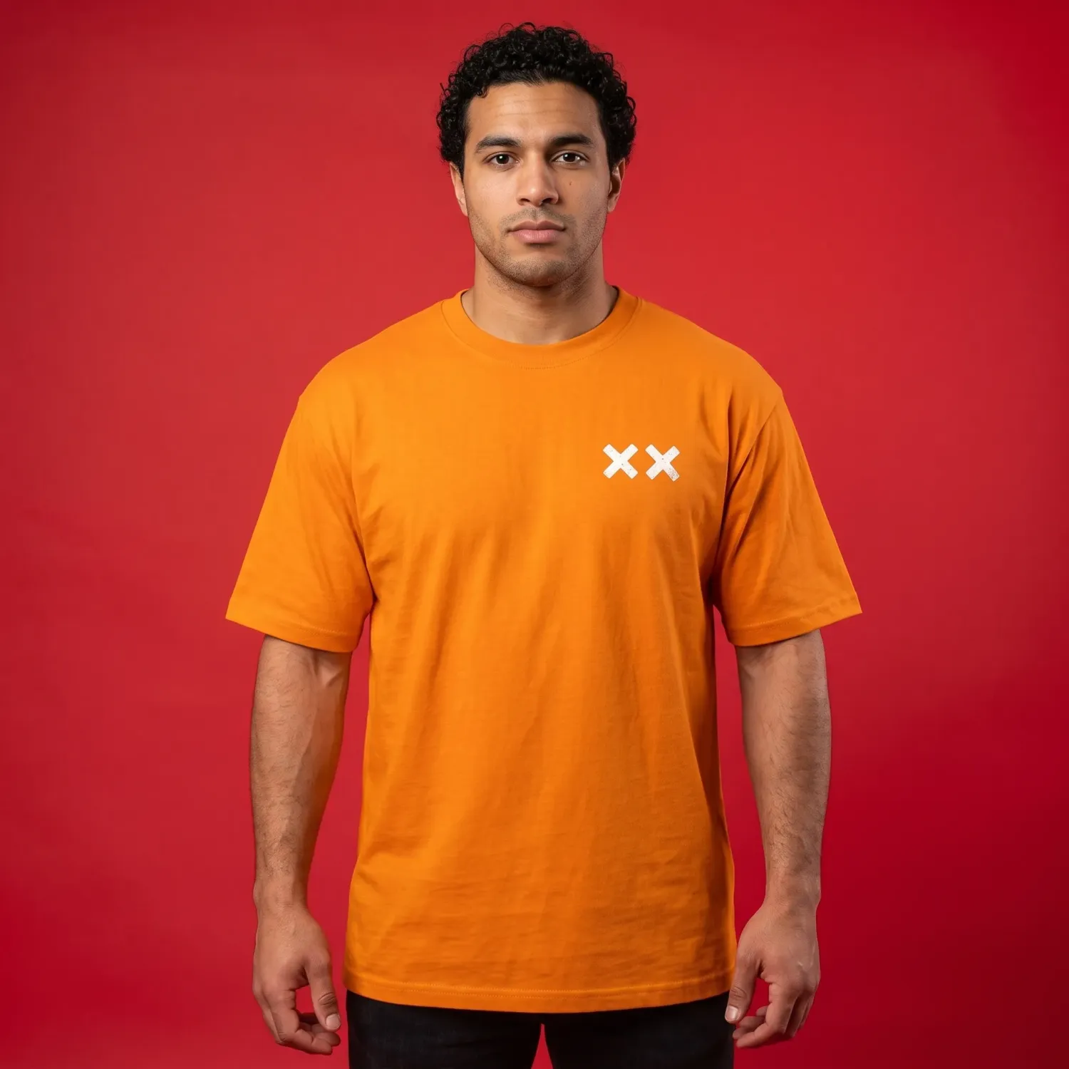 "Pop Art Comic Panel" Vibrant Orange Oversized Graphic T-Shirt for Men