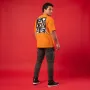 "Pop Art Comic Panel" Vibrant Orange Oversized Graphic T-Shirt for Men