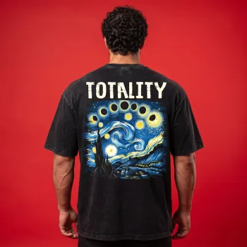 "Totality" Van Gogh Starry Night Eclipse Vintage Oversized Graphic Black T-Shirt for Men