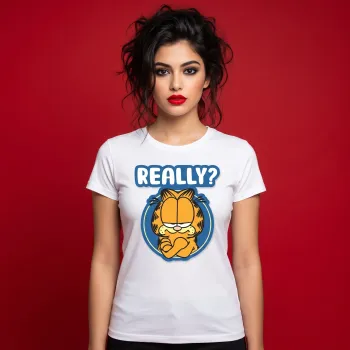 Garfield "Really?" Sarcastic Expression White T-Shirt | Premium 800 DPI DTF Print 100% Fine Cotton