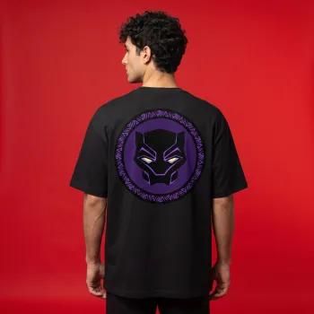 "Wakanda Tribal Panther" Black Oversized Graphic T-Shirt for Men