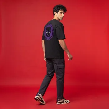 "Wakanda Tribal Panther" Black Oversized Graphic T-Shirt for Men