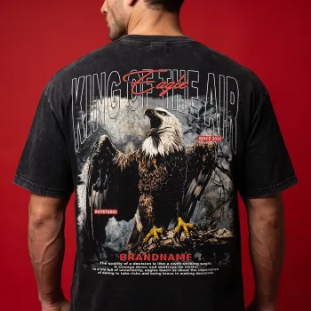 "King of the Air - Eagle" Vintage Oversized Graphic Black T-Shirt for Men