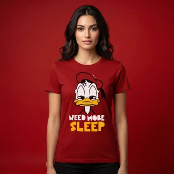 "Donald Duck - Need More Sleep" Red Graphic T-Shirt for Women