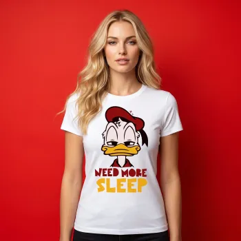 "Donald Duck - Need More Sleep" White Graphic T-Shirt for Women