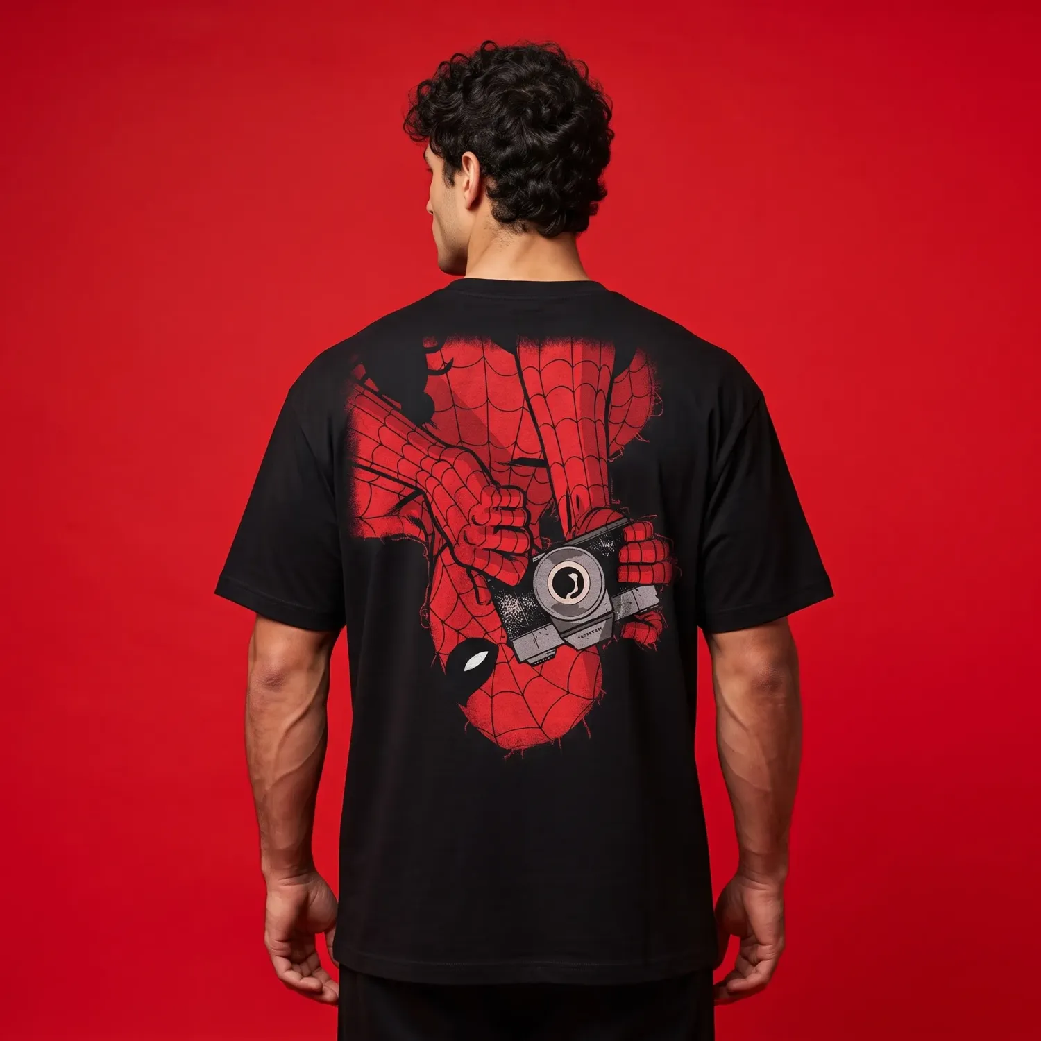 "SPIDER" Edgy Black Oversized Graphic T-Shirt | Streetwear Collection