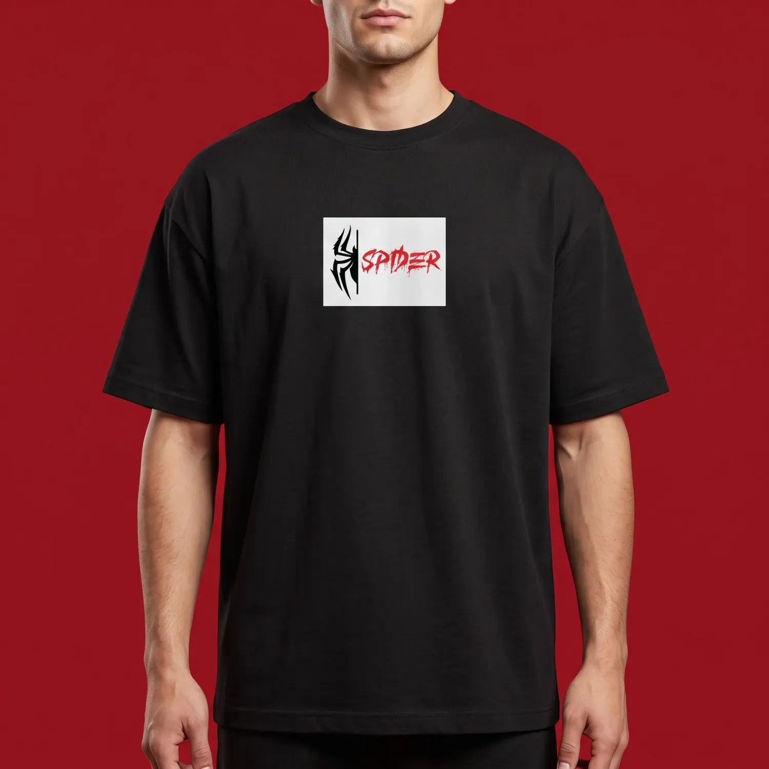"SPIDER" Edgy Black Oversized Graphic T-Shirt | Streetwear Collection