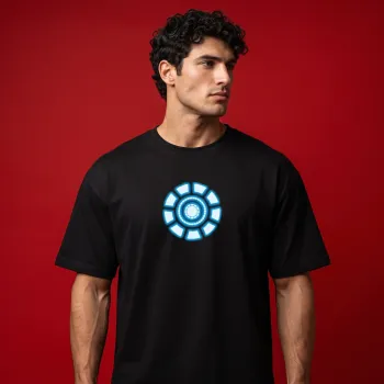 "ARC REACTOR" Glowing Tech Black Oversized Graphic T-Shirt | Sci-Fi Streetwear