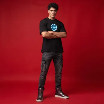 "ARC REACTOR" Glowing Tech Black Oversized Graphic T-Shirt | Sci-Fi Streetwear