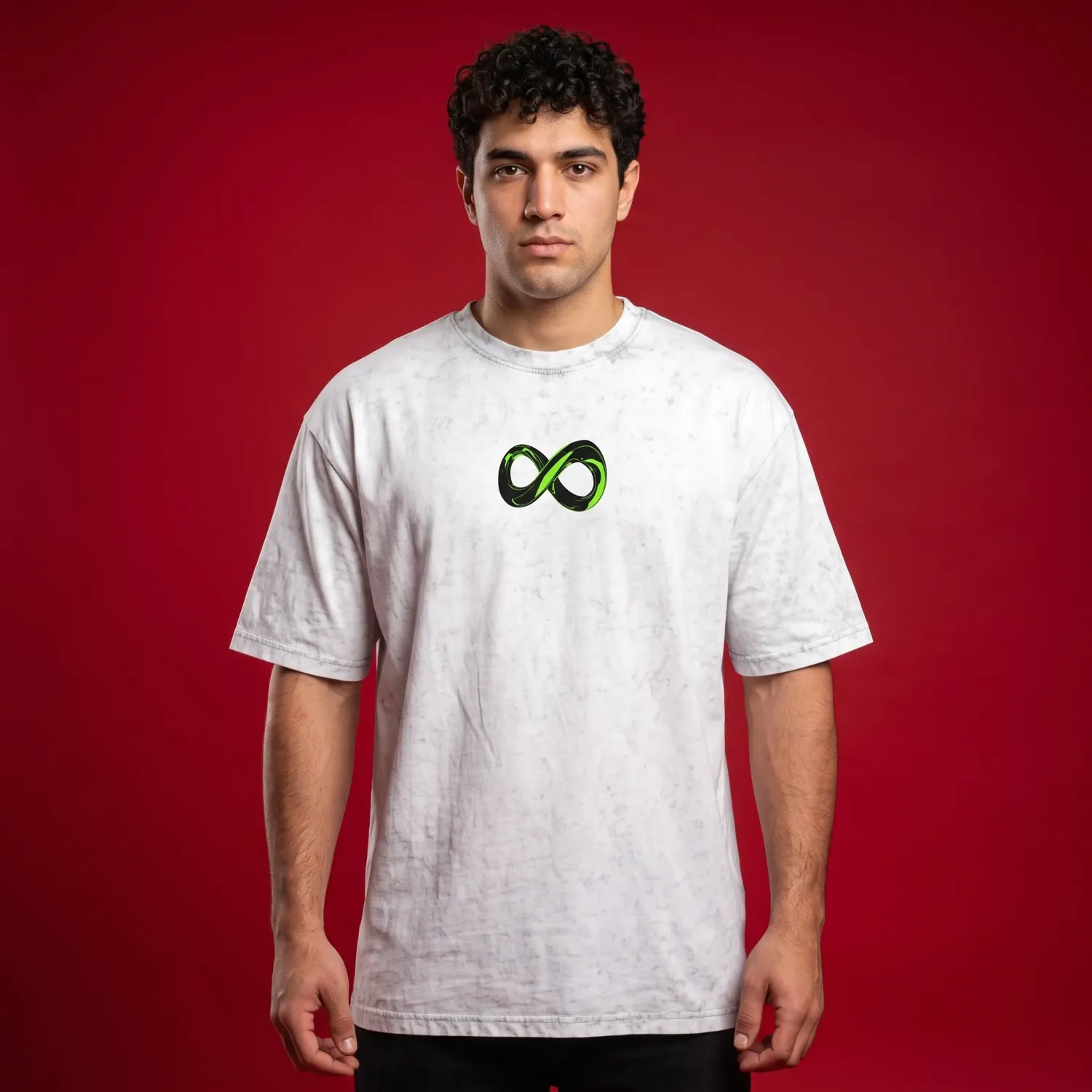 "INFINITY EDITION" Lime & Black Acid Wash Oversized Graphic T-Shirt | Streetwear