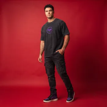 "WAKANDA FOREVER" Purple & Black Acid Wash Oversized Graphic T-Shirt | Marvel Streetwear