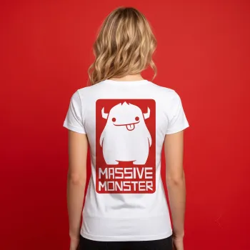 Massive Monster Graphic Tee | Playful White T-Shirt with Red Back Print Streetwear