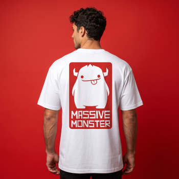 Massive Monster Oversized Graphic Tee | Premium White Streetwear T-Shirt with Bold Red Back Print