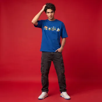 Donald Duck Expressions Oversized Graphic Tee | Royal Blue Casual T-Shirt with Front Print