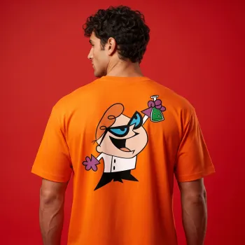 Dexter Laboratory Oversized Graphic Tee | Premium Orange Streetwear T-Shirt with Back Print