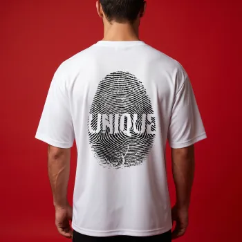 Unique Fingerprint Oversized Graphic Tee | Premium White Streetwear T-Shirt with Bold Back Print