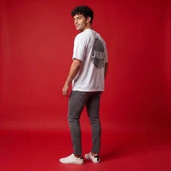 Unique Fingerprint Oversized Graphic Tee | Premium White Streetwear T-Shirt with Bold Back Print