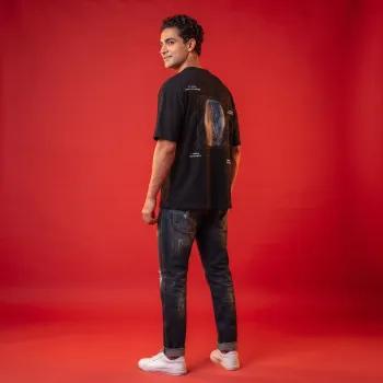 Mind Dimension Oversized Graphic Tee | Premium Black Streetwear T-Shirt with Abstract Back Print