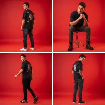 Mind Dimension Oversized Graphic Tee | Premium Black Streetwear T-Shirt with Abstract Back Print