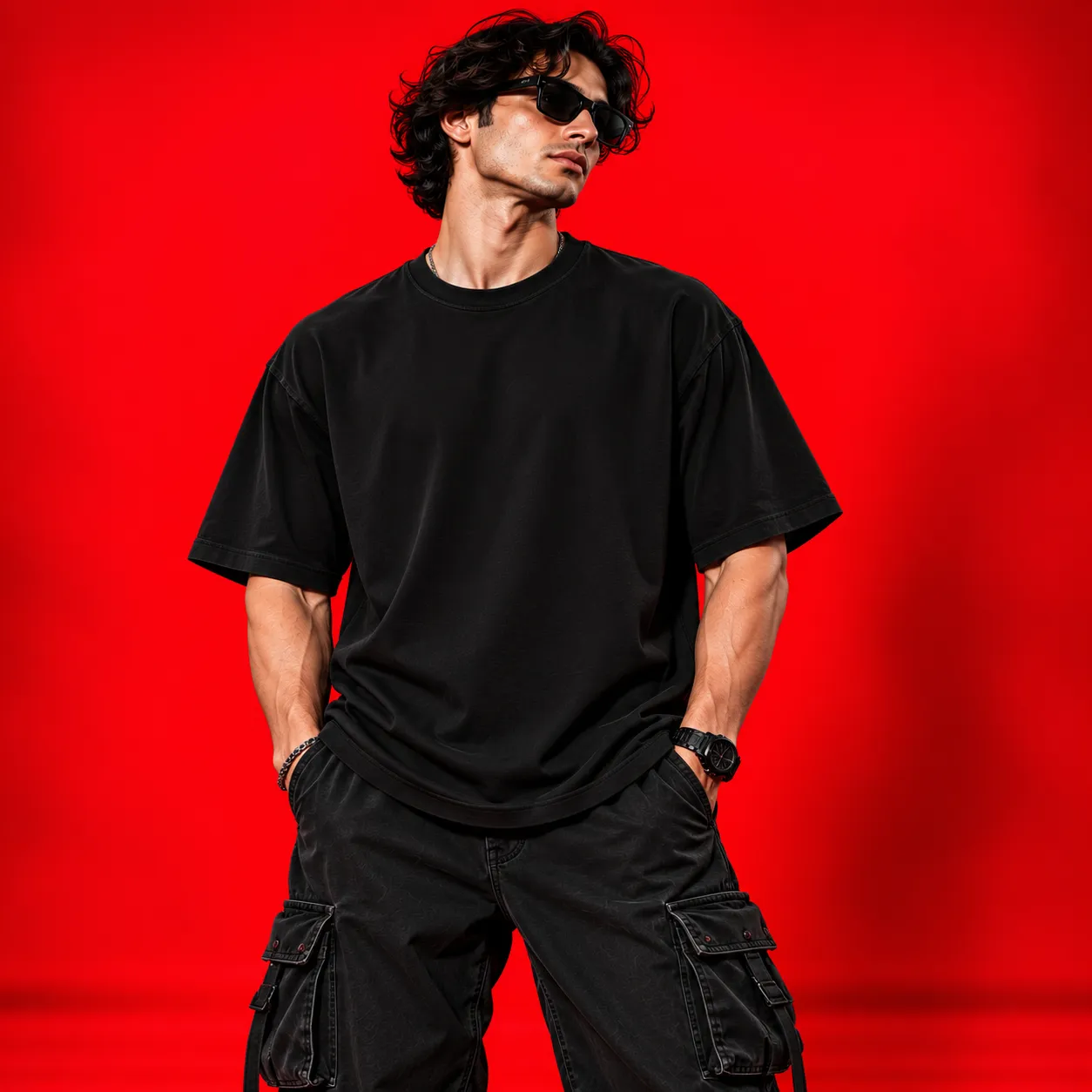 Par Badi Ki Matra Oversized Acid Wash Black T-Shirt