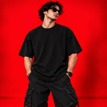 Par Badi Ki Matra Oversized Acid Wash Black T-Shirt