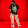74 Juillet 04 Oversized Black Acid Wash T-Shirt | Artistic Streetwear
