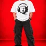 Buddha Headphones Oversized White T-Shirt