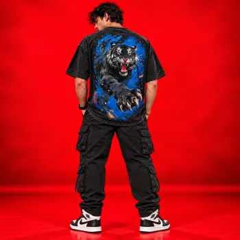 I Am Not the Villain Oversized Black Acid Wash T-Shirt