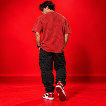 Kalakar Bano Oversized Acid Wash Red T-Shirt