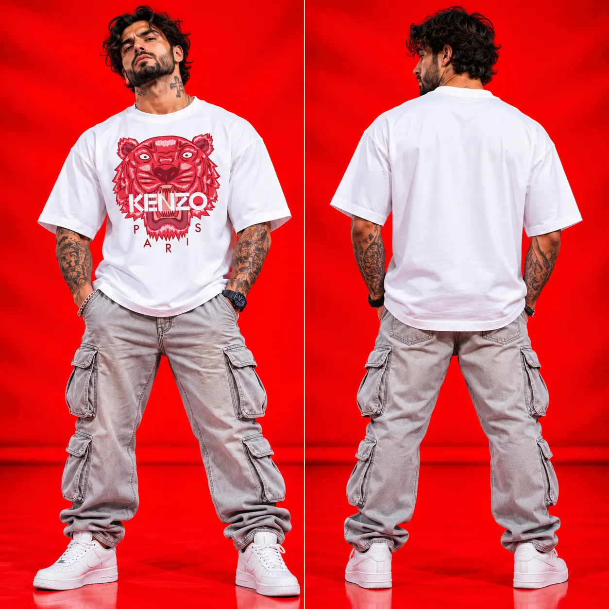 Roaring Tiger Oversized White T-Shirt | Bold Graphic Streetwear Tee