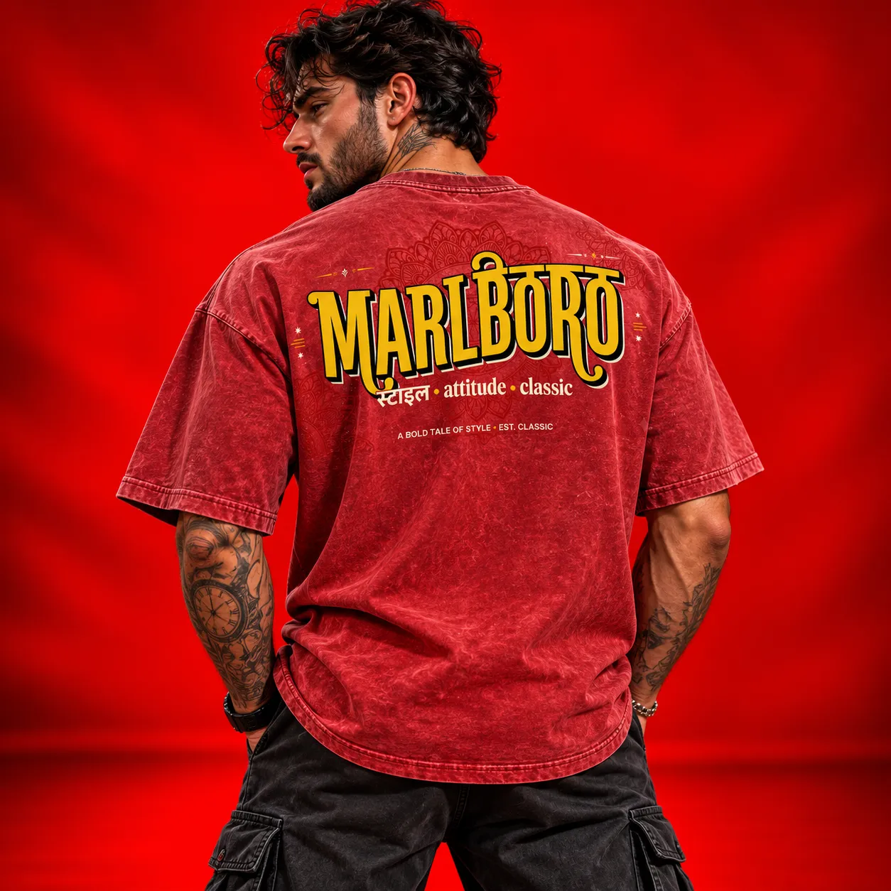 Marlboro Style Attitude Classic Red Oversized T-Shirt