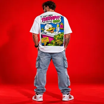 Cash Graffiti Oversized White T-Shirt – Bold Streetwear Graphic