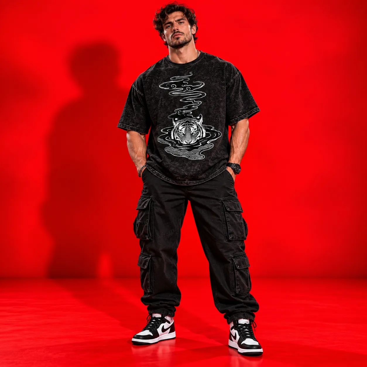 Armed With a Mind Oversized Acid Wash T-Shirt – Bold Back Print Streetwear