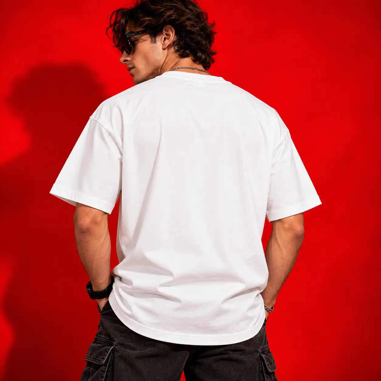 SAINT Graphic Print Oversized White T-Shirt for Men