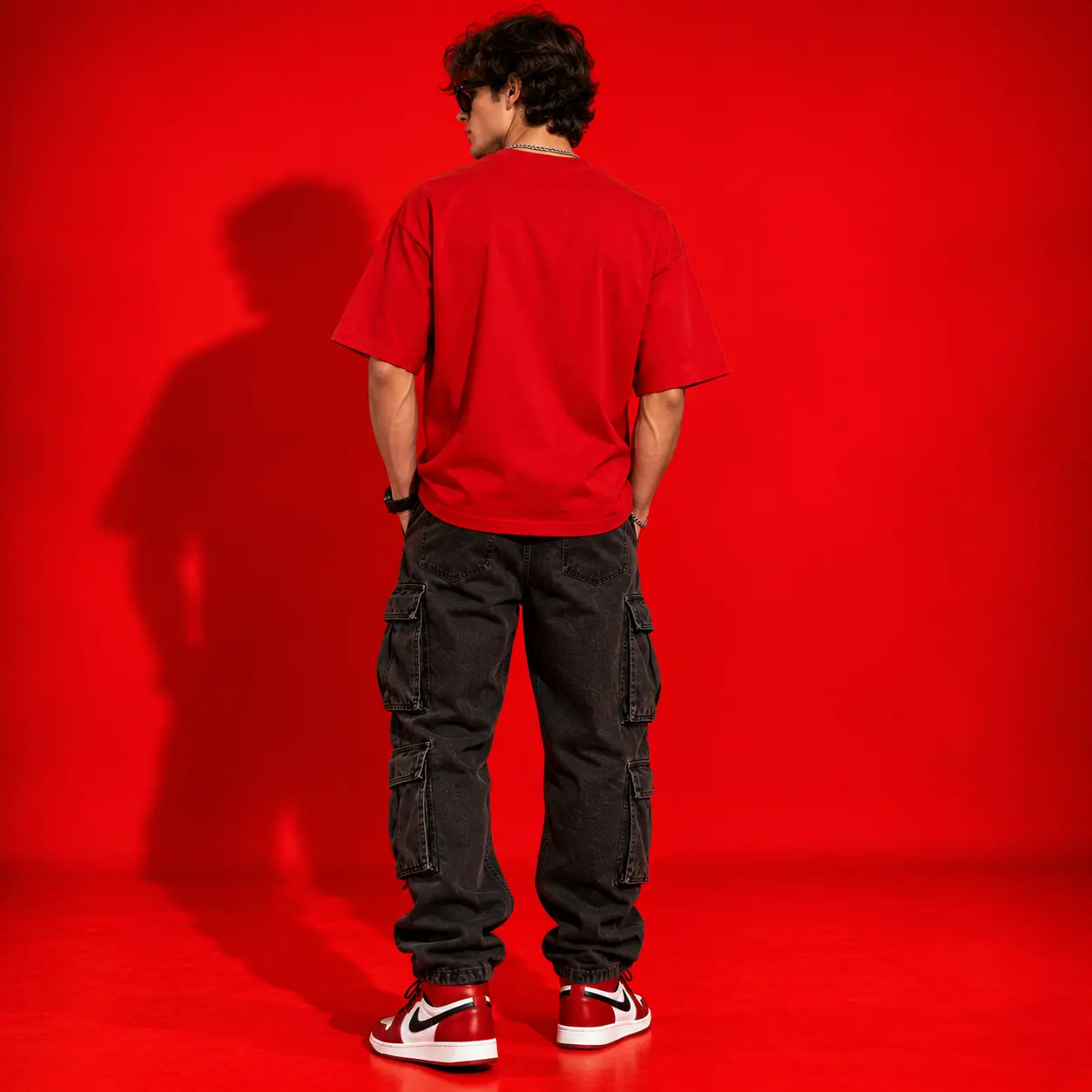 Take the Risk or Lose the Chance Oversized Red Graphic T-Shirt