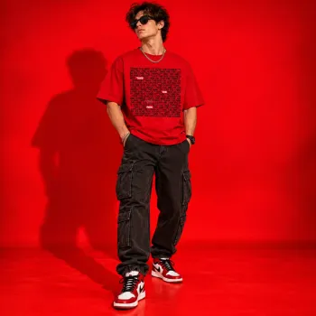 Take the Risk or Lose the Chance Oversized Red Graphic T-Shirt