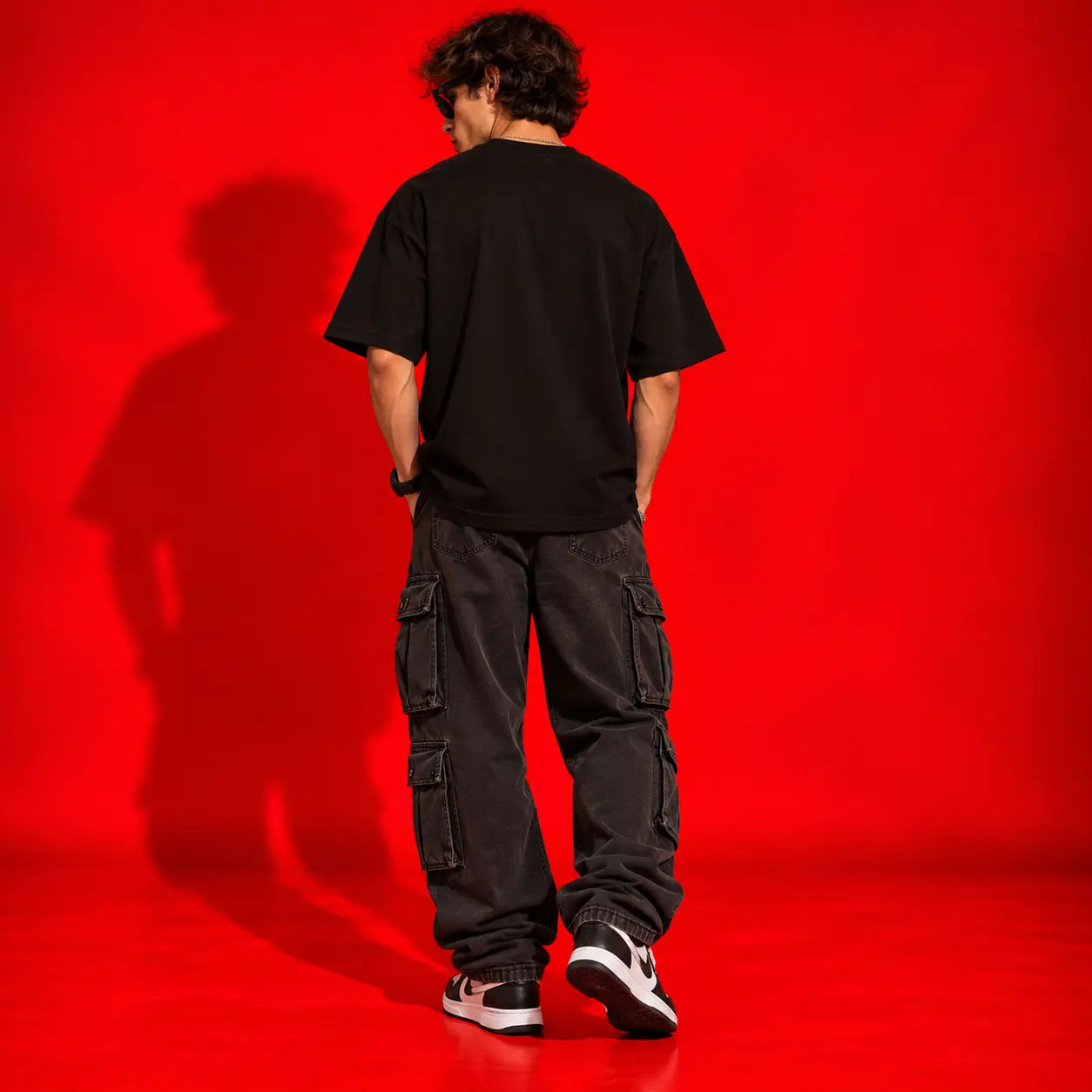 Tribal Warrior Oversized Black Graphic T-Shirt