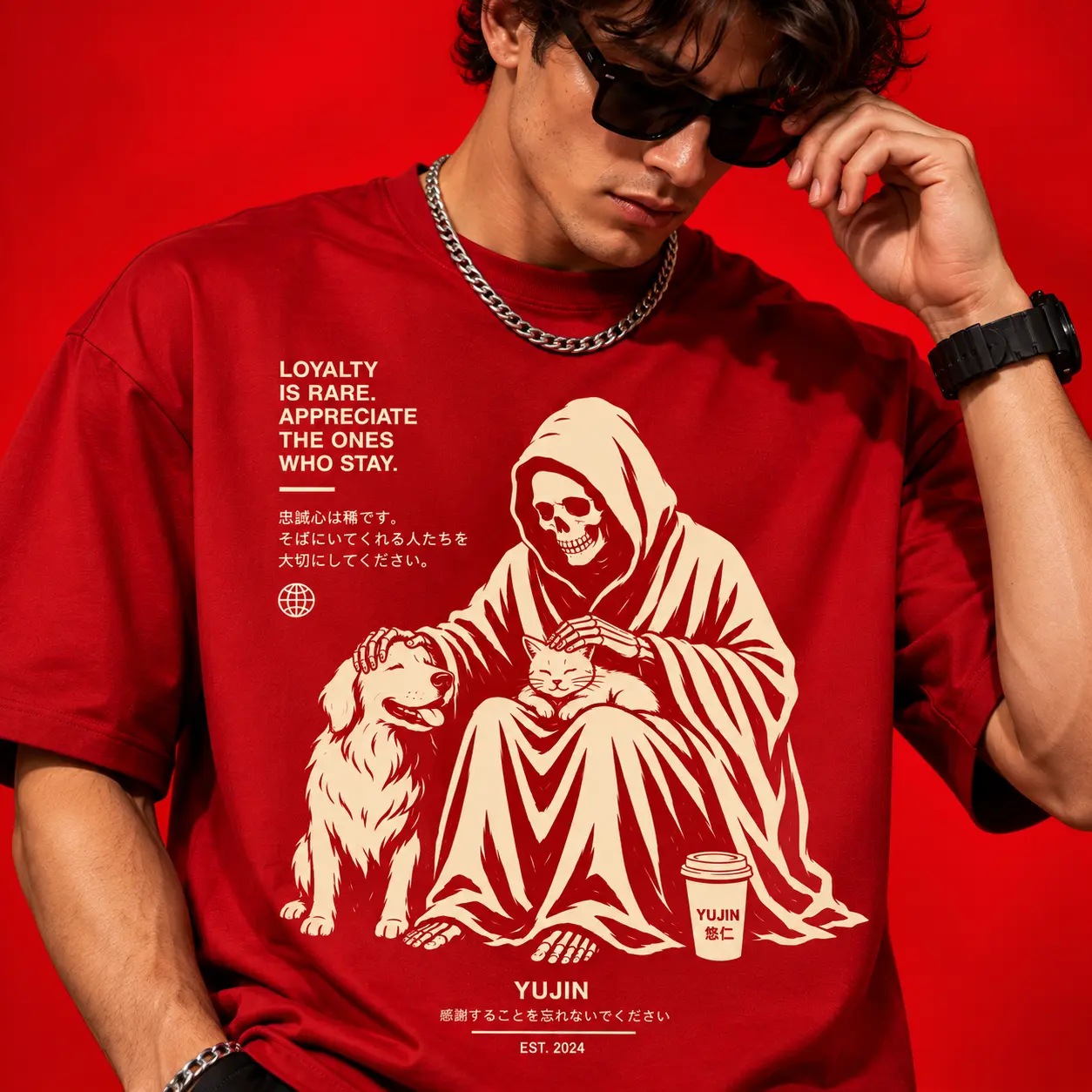Loyalty Is Rare Oversized Red Graphic T-Shirt