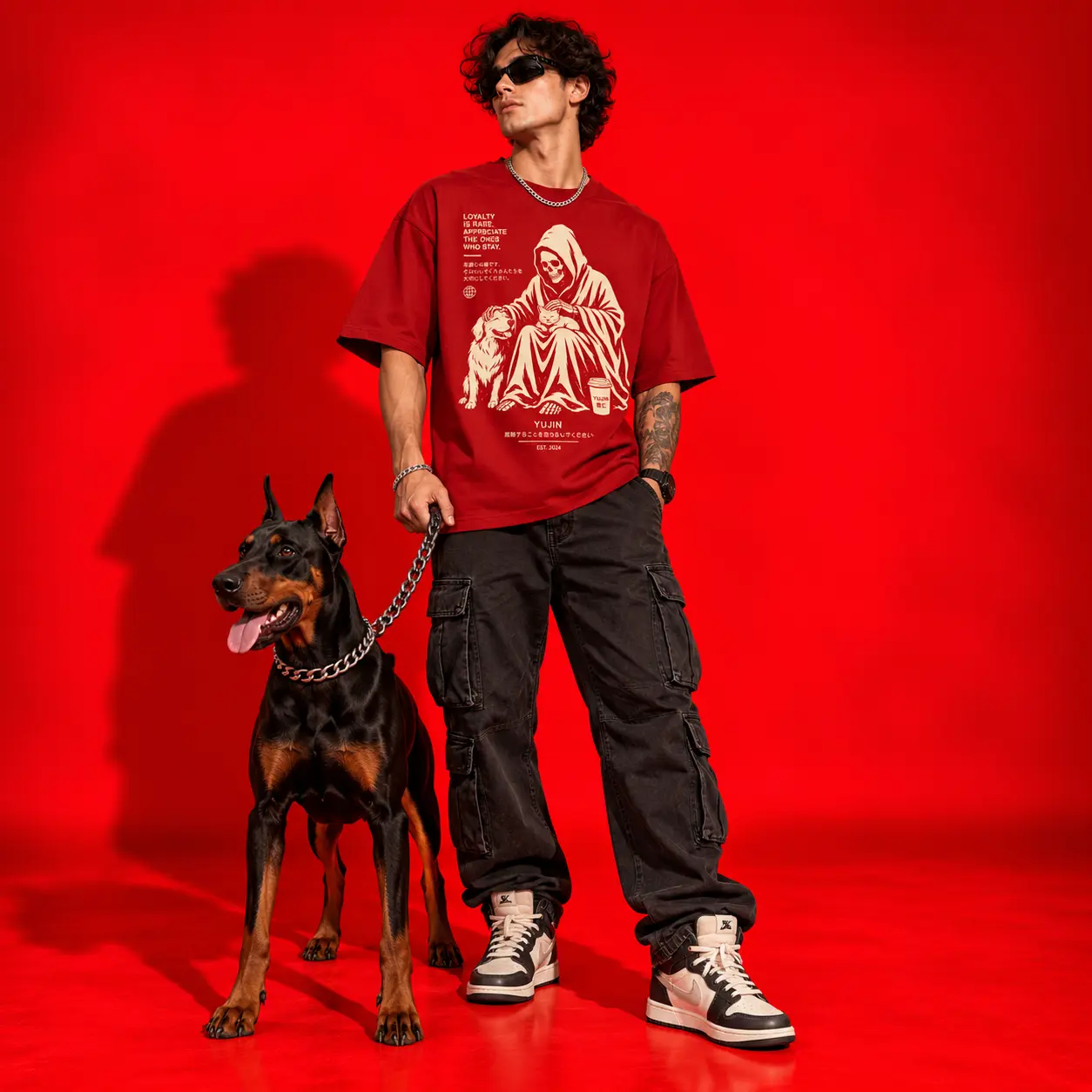 Loyalty Is Rare Oversized Red Graphic T-Shirt