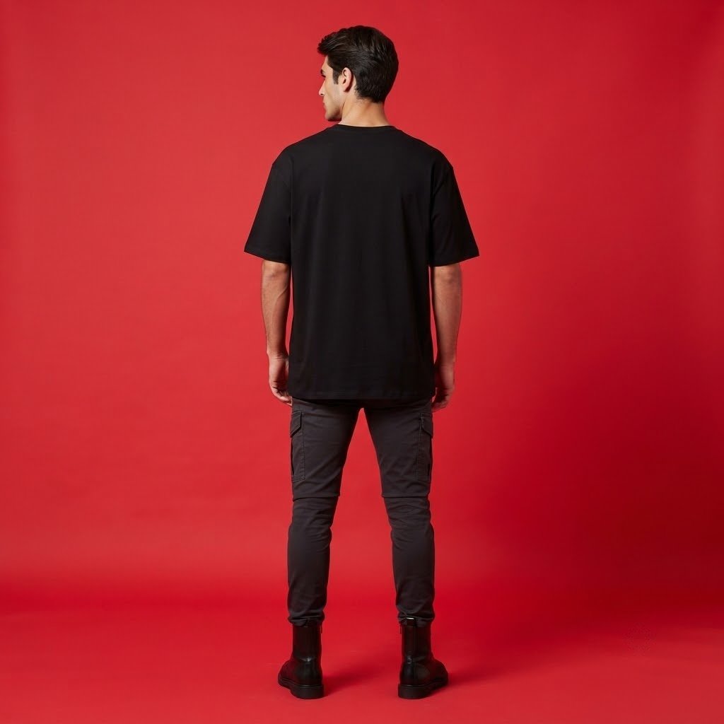 Bat-Joker Mashup | Black Oversized 240GSM Supercombed Cotton T-Shirt