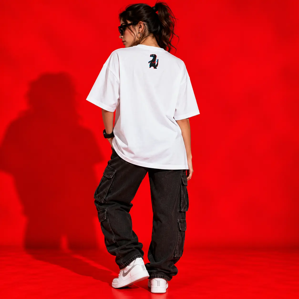 Dinosaur Graphic Oversized White T-Shirt | Bold Streetwear Tee